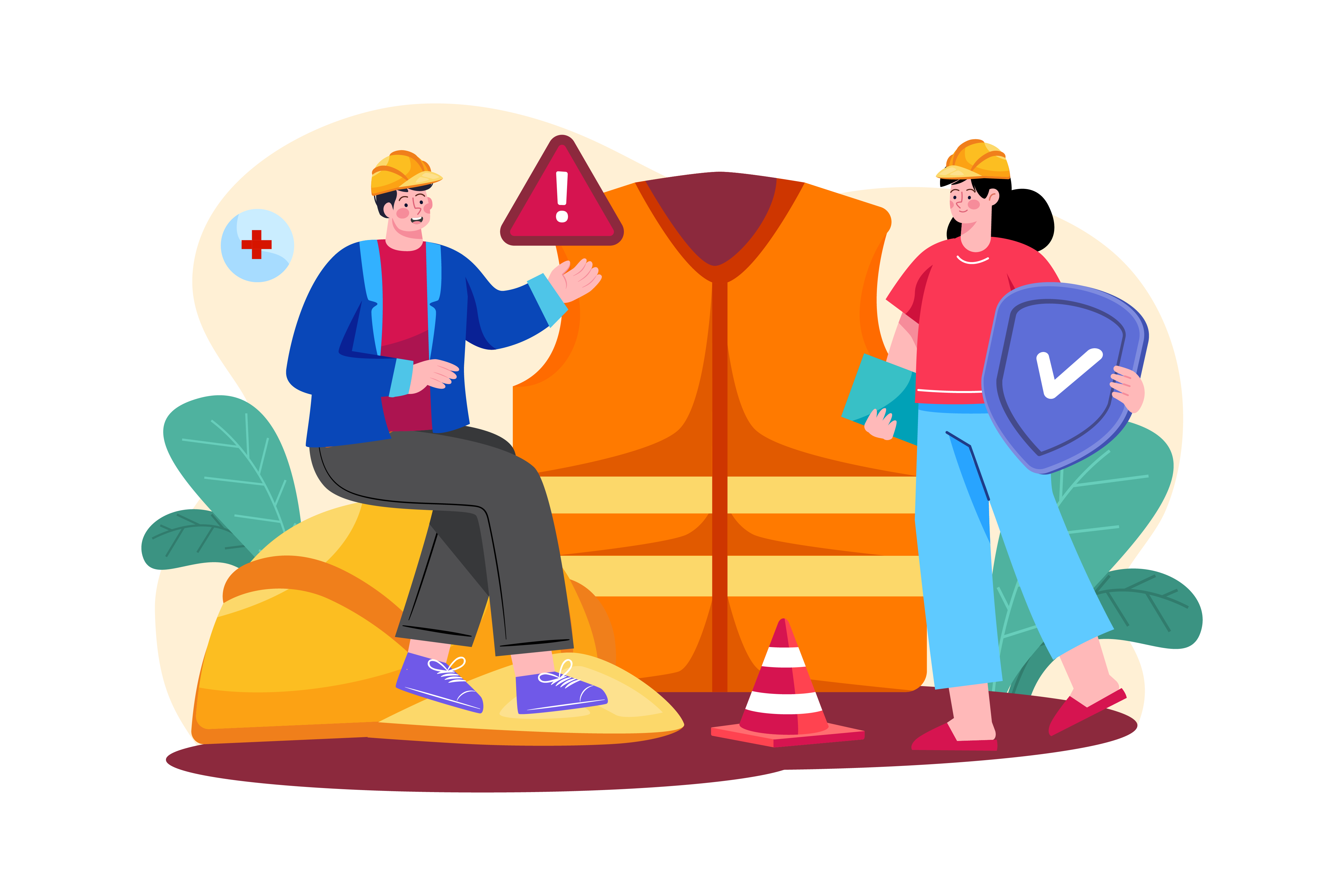 Man and woman wearing safety gear