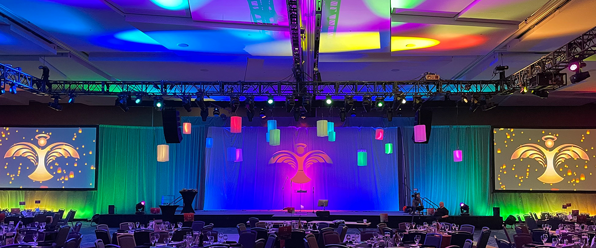 Colorful lighting example at conference