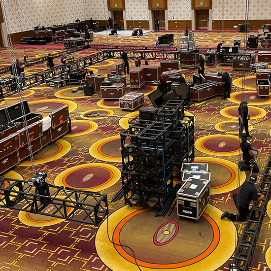 Unloading the crates and staging