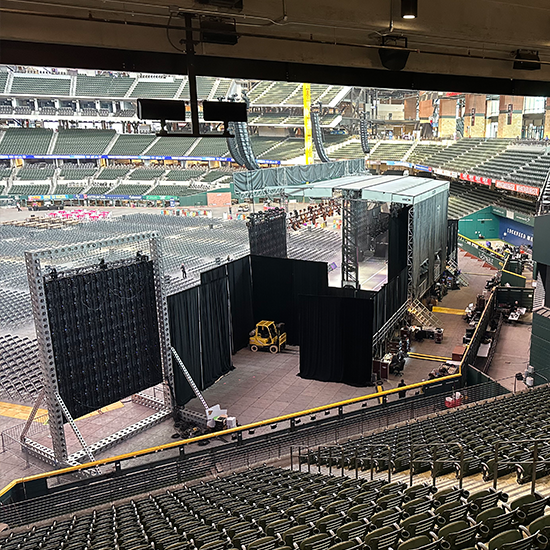 Installing inside a stadium